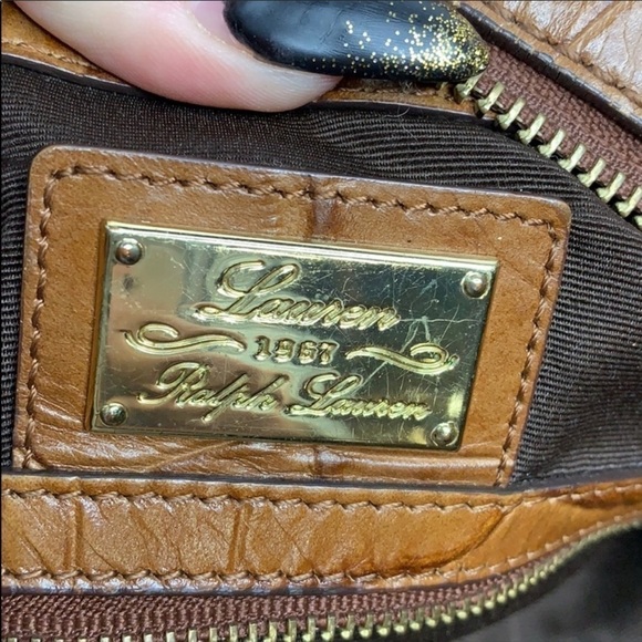 Ralph LAURN CROC EMBOSSED SATCHEL - Picture 9 of 10